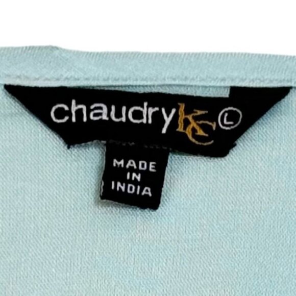 NWOT Chaudry KC Beach Cover-Up Sz. L Blue Butterfly Sleeve Embroidered Boho - Picture 7 of 13